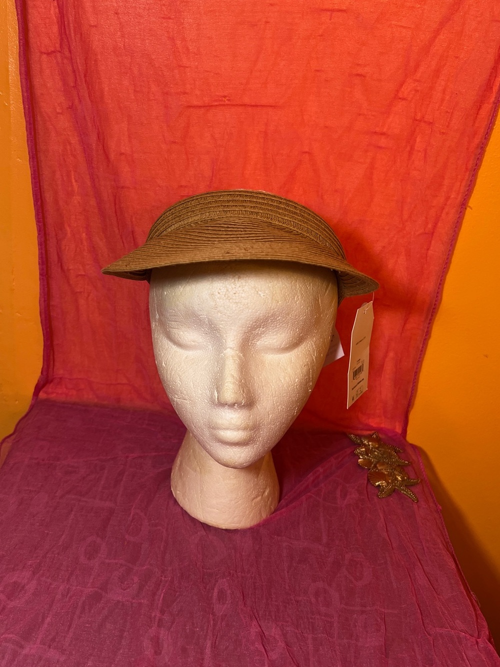 Tan Straw Visor Summer Outdoor Accessories NWT